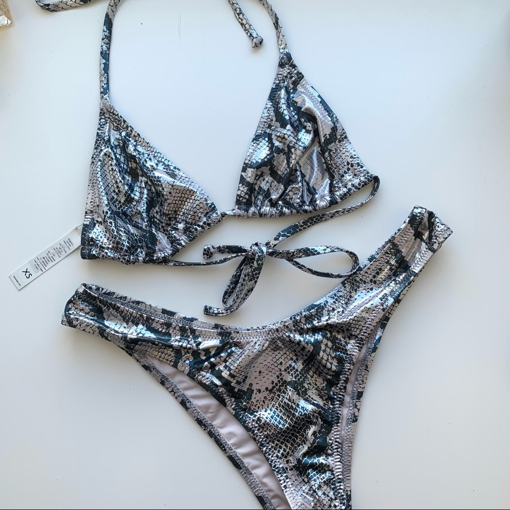 NWOT Bond Eye Metallic Snakeskin Bikini